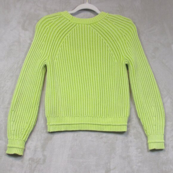 J. Crew Pear Green Ribbed Fisherman Mock Neck Sweater Cotton Blend Womens XXS - Picture 2 of 8